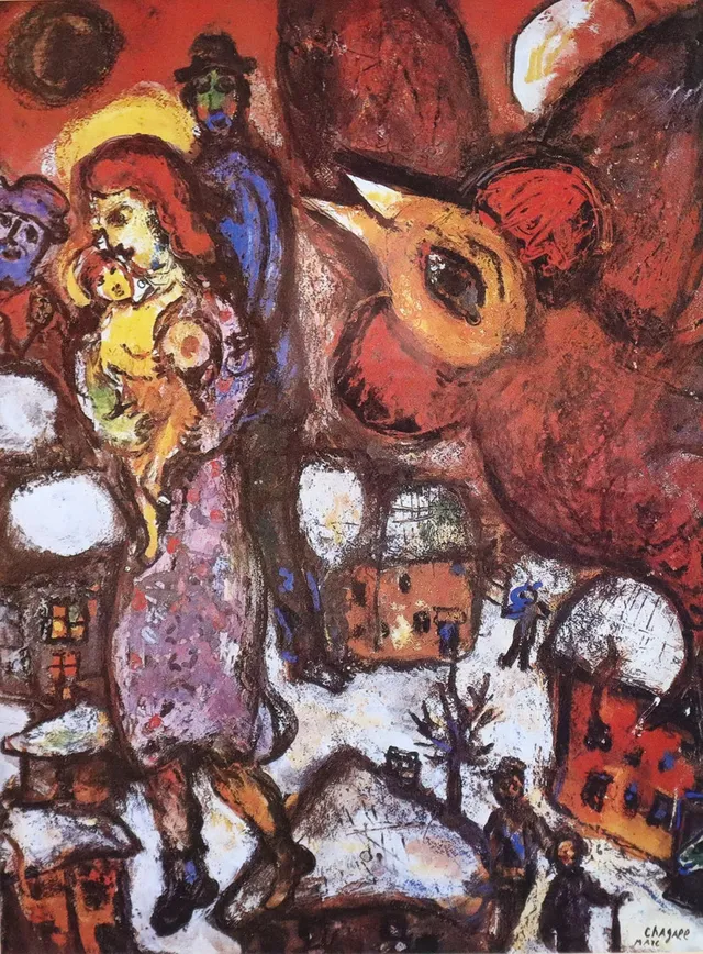 CHAGALL, MARC. NACH. "Die Flucht", Farboffsetdruck.