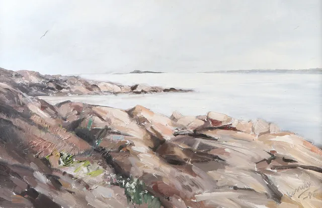 PETER KENNEDY. Oljemålning på duk. Skärgårdsmotiv. Signerad.