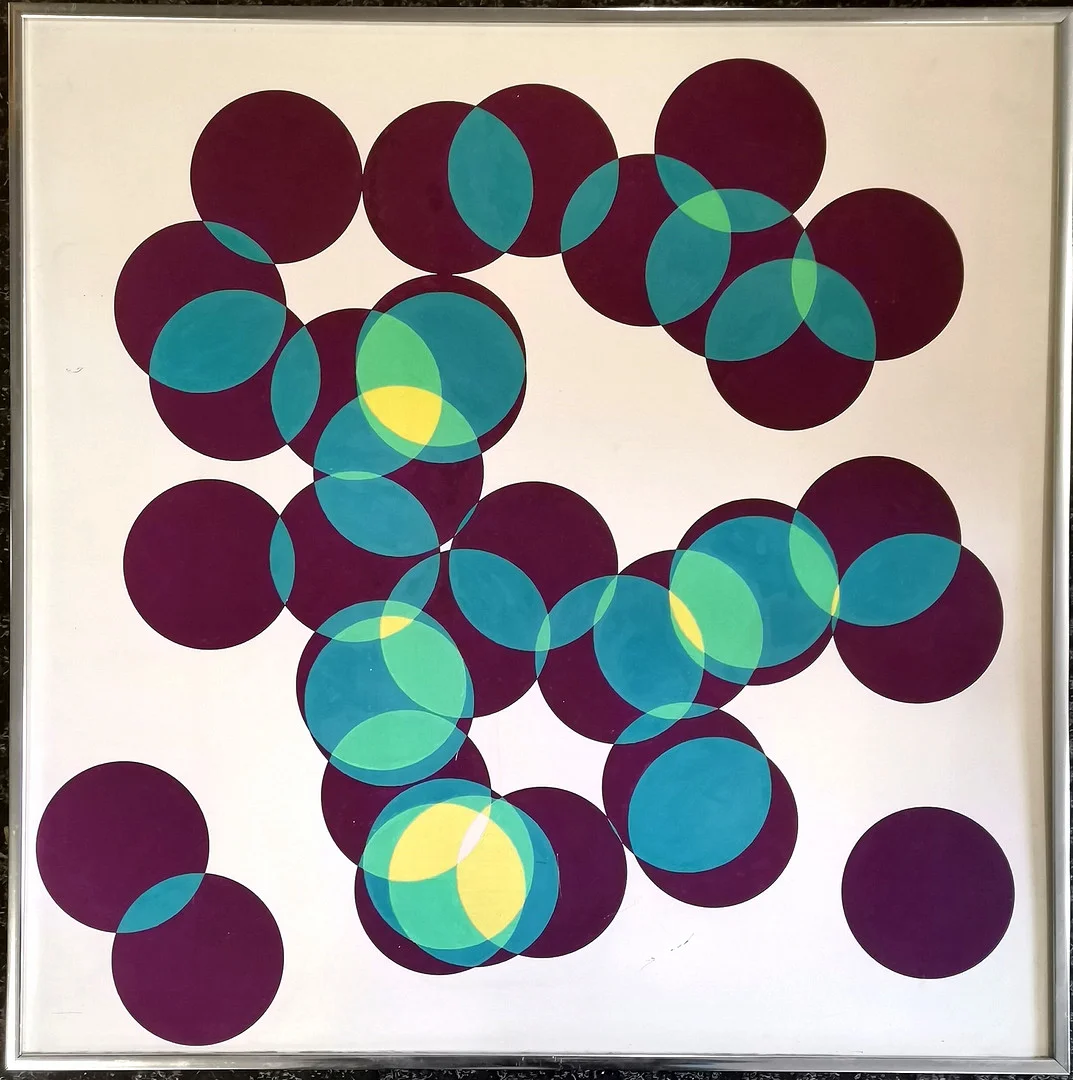 BASIL GOODE 1975 ABSTRACT GEOMETRIC ACRYLIC PAINTING. — Paintings — Acreman St Auctioneers & Valuers