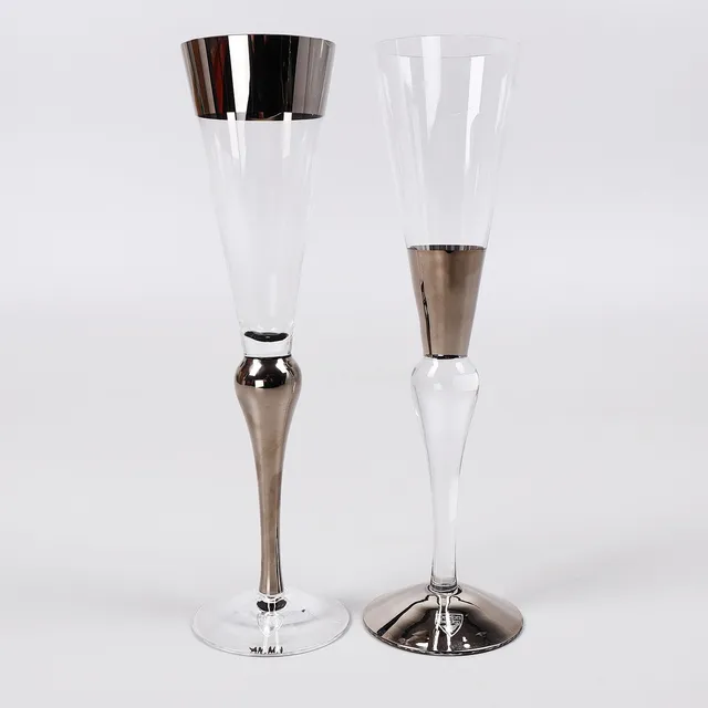 ANNE NILSSON. Champagneglas, ett par, "Clown silver", Orrefors.