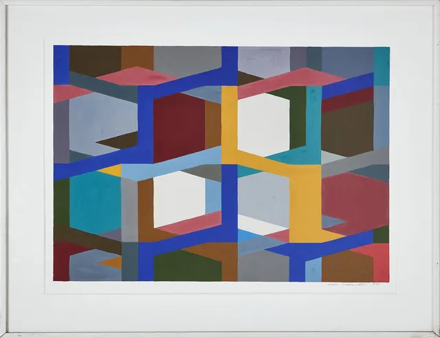 ANN MAKANDER. "Flätverk", gouache, signerad och daterad 1988.