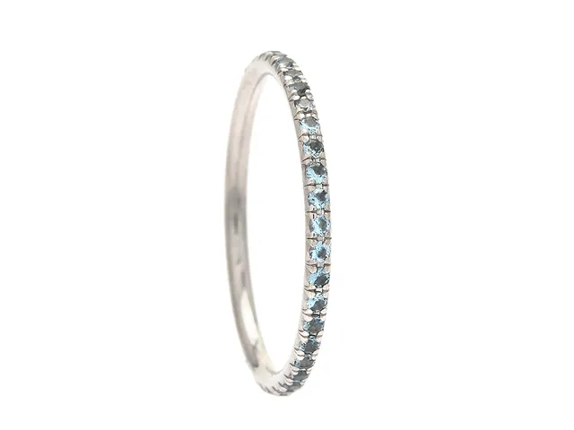 TIFFANY & CO, helalliansring, 18K vitguld, akvamariner, stl 16 mm, vikt 1 g, originaletui.