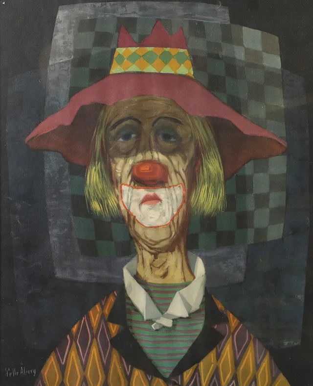 PELLE ÅBERG. EFTER. Clown, inramat tryck.