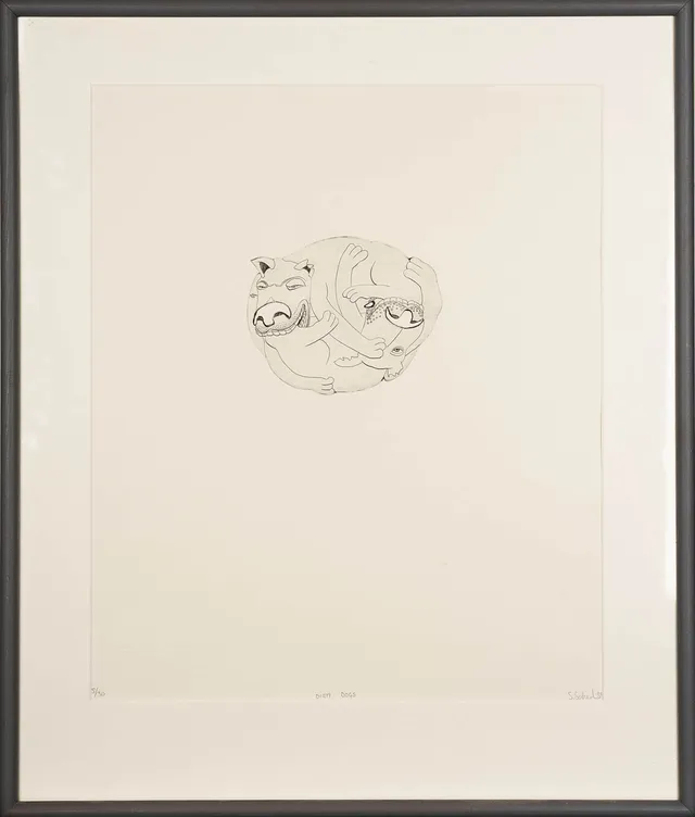STELLAN SCHEDIN. Kopparstick, "Dirty Dogs", Signerad, Numrerad: 5/30, 1989.
