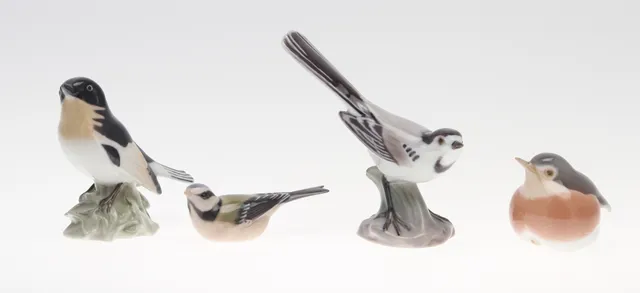 FÅGLAR, 4 st, porslin, Bing & Gröndahl.