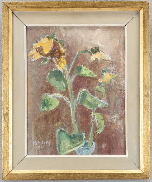 ARNE KILSBY. Stilleben med solrosor.