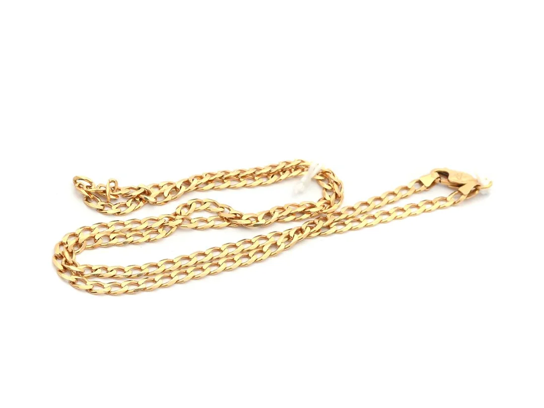 Kedja 18K 8,7g, Pansar manglad, Balestra, längs ca 46,5cm, bredd ca 4mm, karbinhake — Smycken/Halskedja — Kaplans