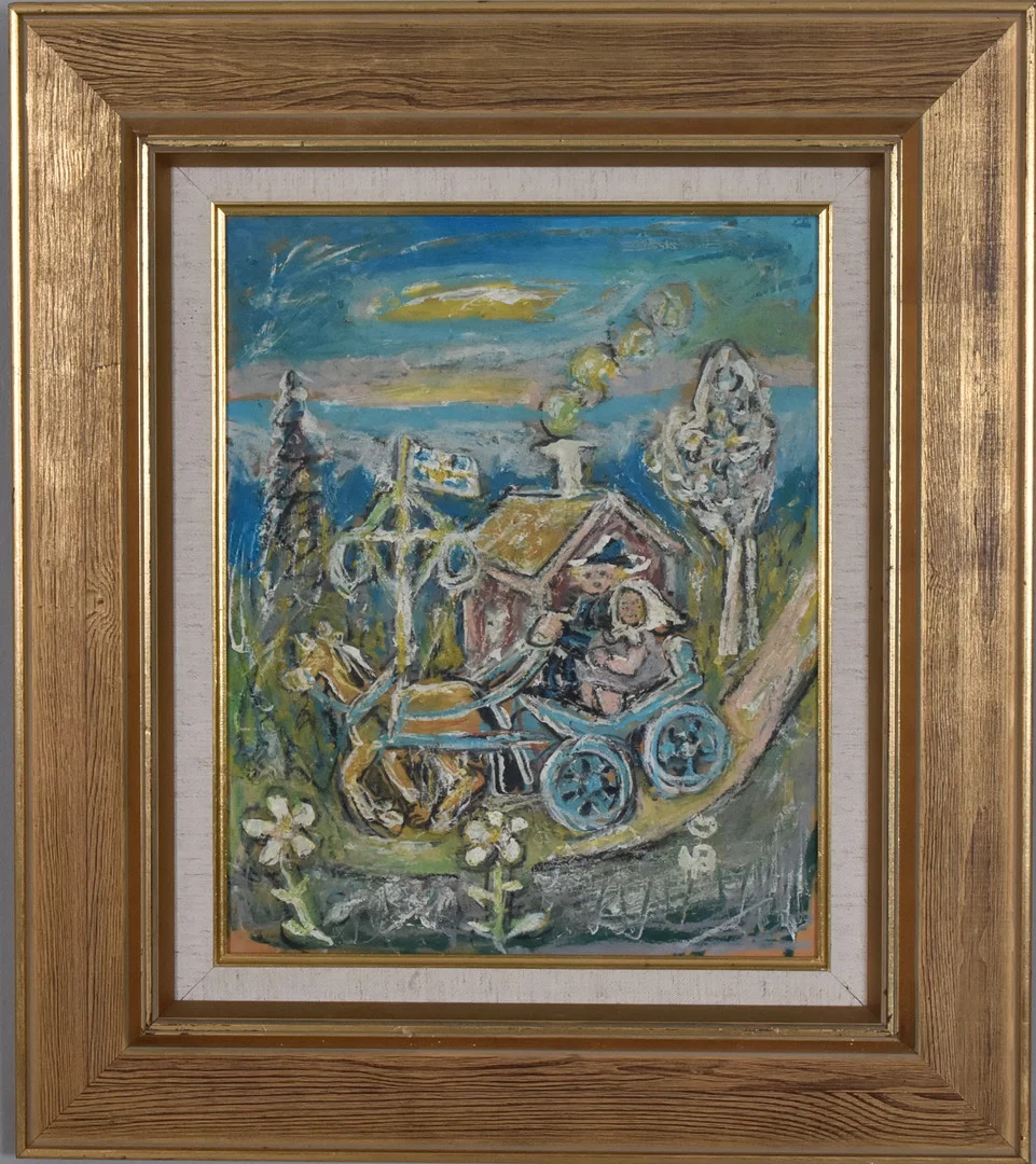 HANS ÅNGSÄTER. Olja på pannå. — Paintings — Halmstads Auktionskammare