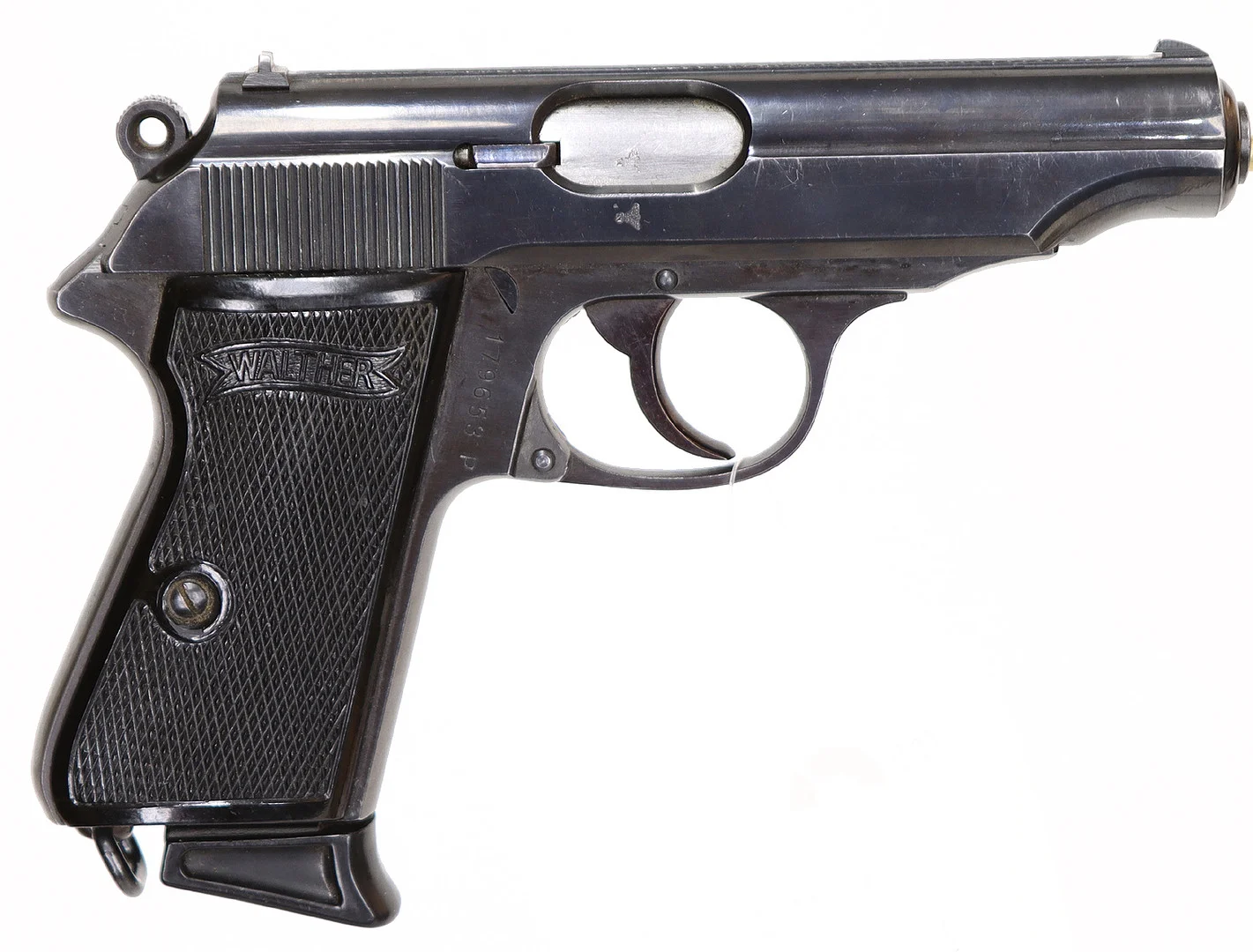 80. PISTOL, tysk, Halvautomatisk, fabrikat Walter Zella-Mehlis, modell PP, kaliber 7,65mm, tillv.nr 179653P. — Pistols — Walter Borg