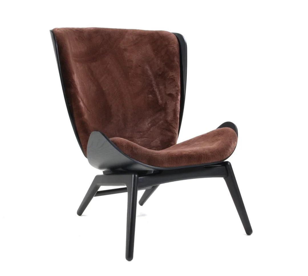 Tor Hadsund for Umage. High armchair model 'The Reader', oak and teddy fabric — Furniture/Lounge chairs — Lauritz