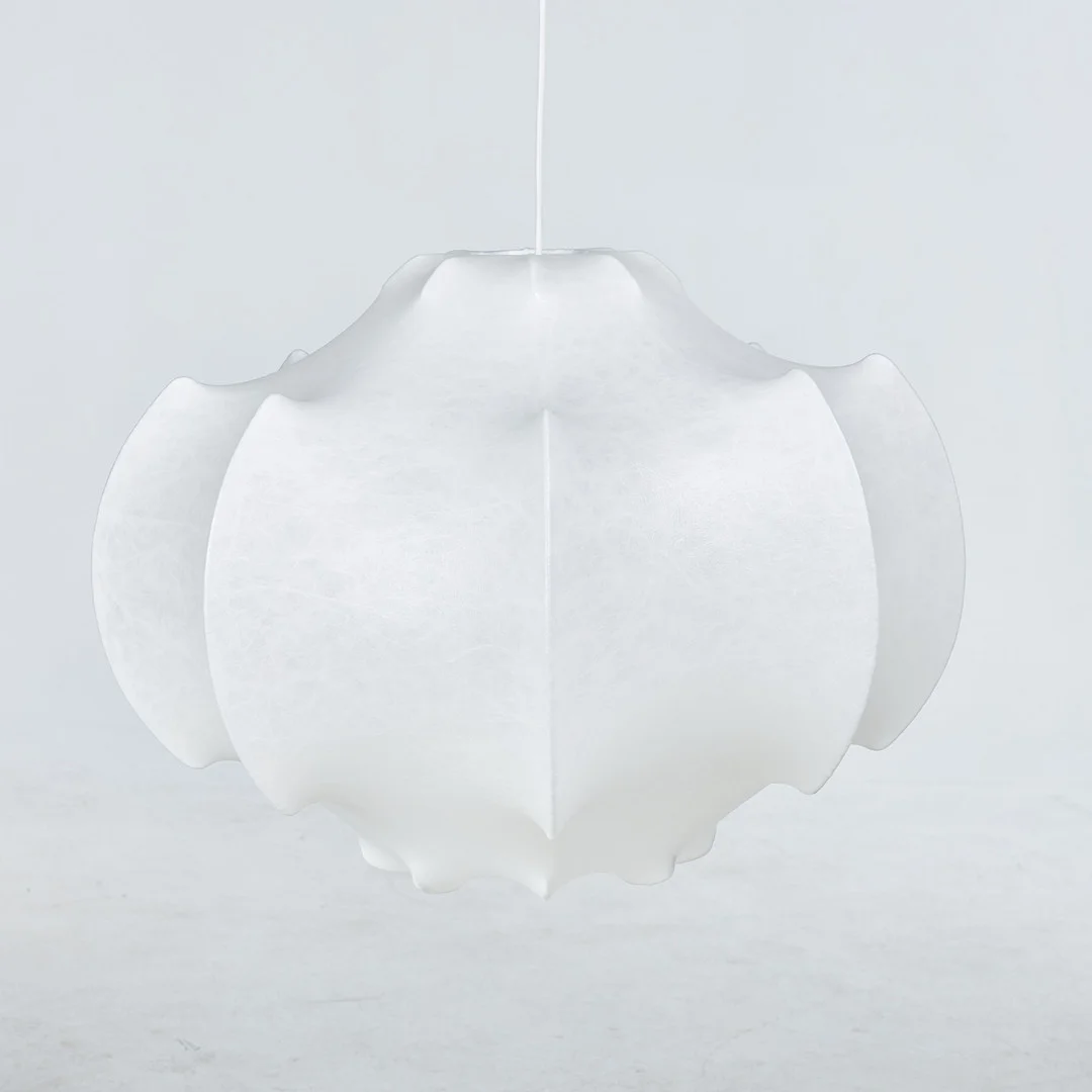 ACHILLE & PIER GIACOMO CASTIGLIONI. "Viscontea", taklampa, Flos, stålställning, vit mjukt plastfiber, samtida tillverkning, formgiven 1960. — Ceiling lights — Stockholms Auktionsverk Sickla