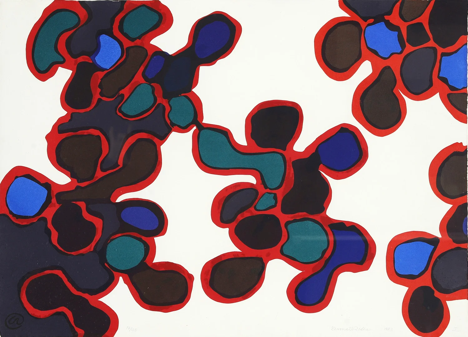 LENNART RODHE (1916-2005): Anafas, signerad och daterad Lennart Rodhe 1983, 17/125, färgserigrafi. — Engravings & Prints — Crafoord Auktioner Stockholm