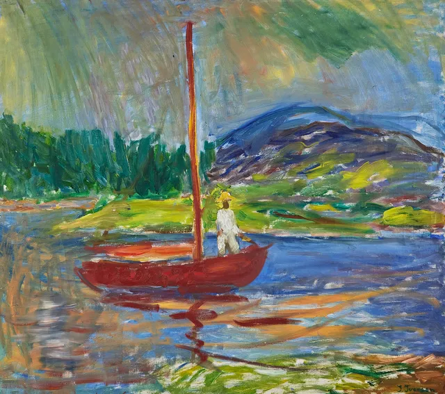 IVAN IVARSON. Röd Julle Stenungsund, olja på duk, 96 x 108 cm.