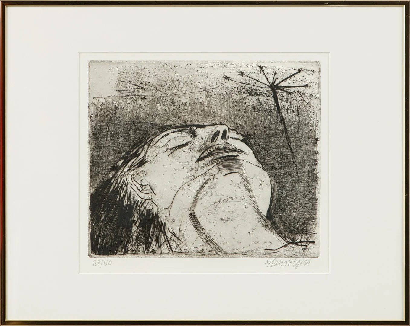 HANS WIGERT. Komposition med huvud, etsning, signerad och numrerad 27/110. — Engravings & Prints — Göteborgs Auktionsverk