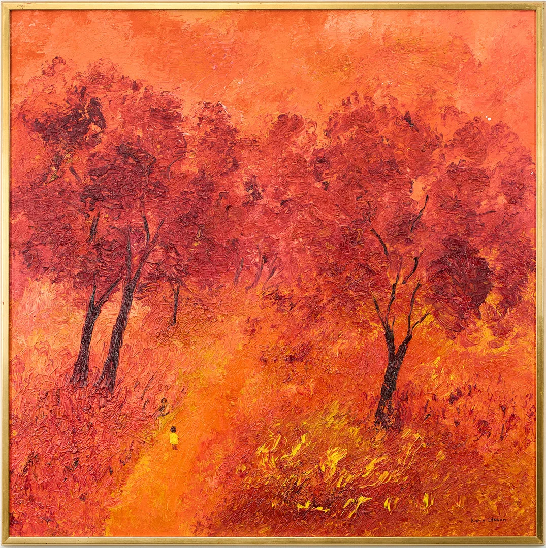 KARIN OLSSON. "Promenad", olja på duk. — Paintings — Uppsala Auktionskammare