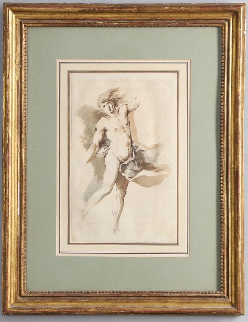 18TH CENTURY ENGLISH SCHOOL. STUDY OF A STANDING MALE NUDE. — Drawings — Lawrences Auctioneers