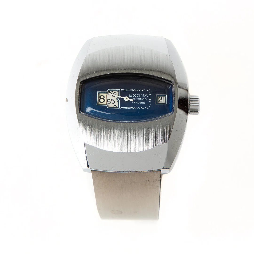 EXONA, armbandsur, stål, 1970-tal. — Wristwatches — Stockholms Auktionsverk Göteborg