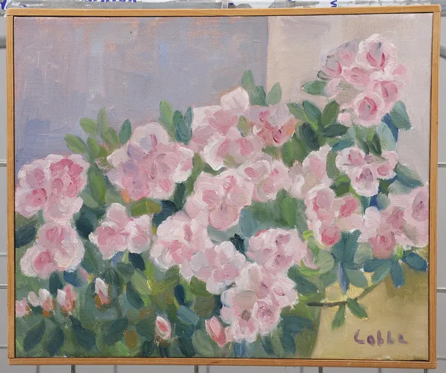 ERICA CABBE. Blommor, olja på duk, signerad.