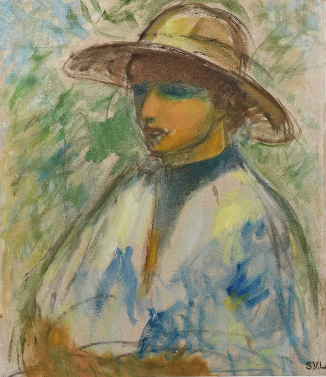 SIGURD VALDEMAR LØNHOLDT. (1910–2001) portræt af kvinde. Signeret.