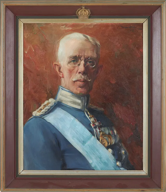 HELMER MASOLLE. Porträtt av kung Gustaf V, olja på duk, signerad och daterad Masolle -31.