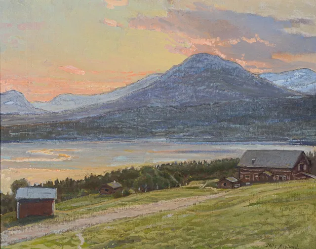 NILS ASPLUND. "Kolåsen", olja på pannå, signerad, daterad 1941.