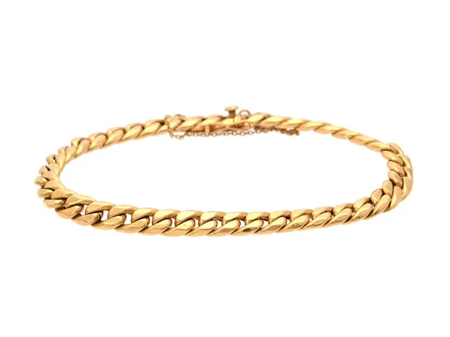 ARMBAND, 18K guld, pansar, Gustaf Dahlgren & Co, Malmö 1922, säkerhetskedja, längd ca 18 cm, vikt 10,1 g, etui.