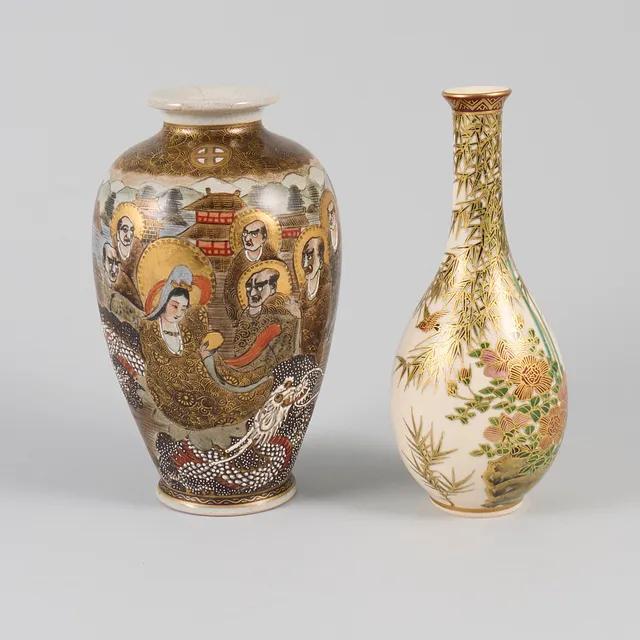vaser, 2 st, Satsuma, Asien.