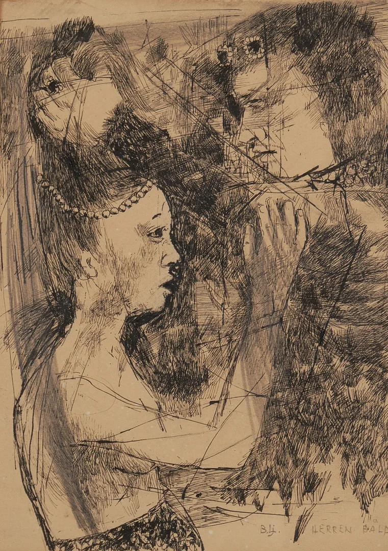 BIRGER LJUNGQUIST. "Herren Båld". Teckning, signerad B.LJ . — Drawings — Auktionsfirma Kenneth Svensson i Kalmar