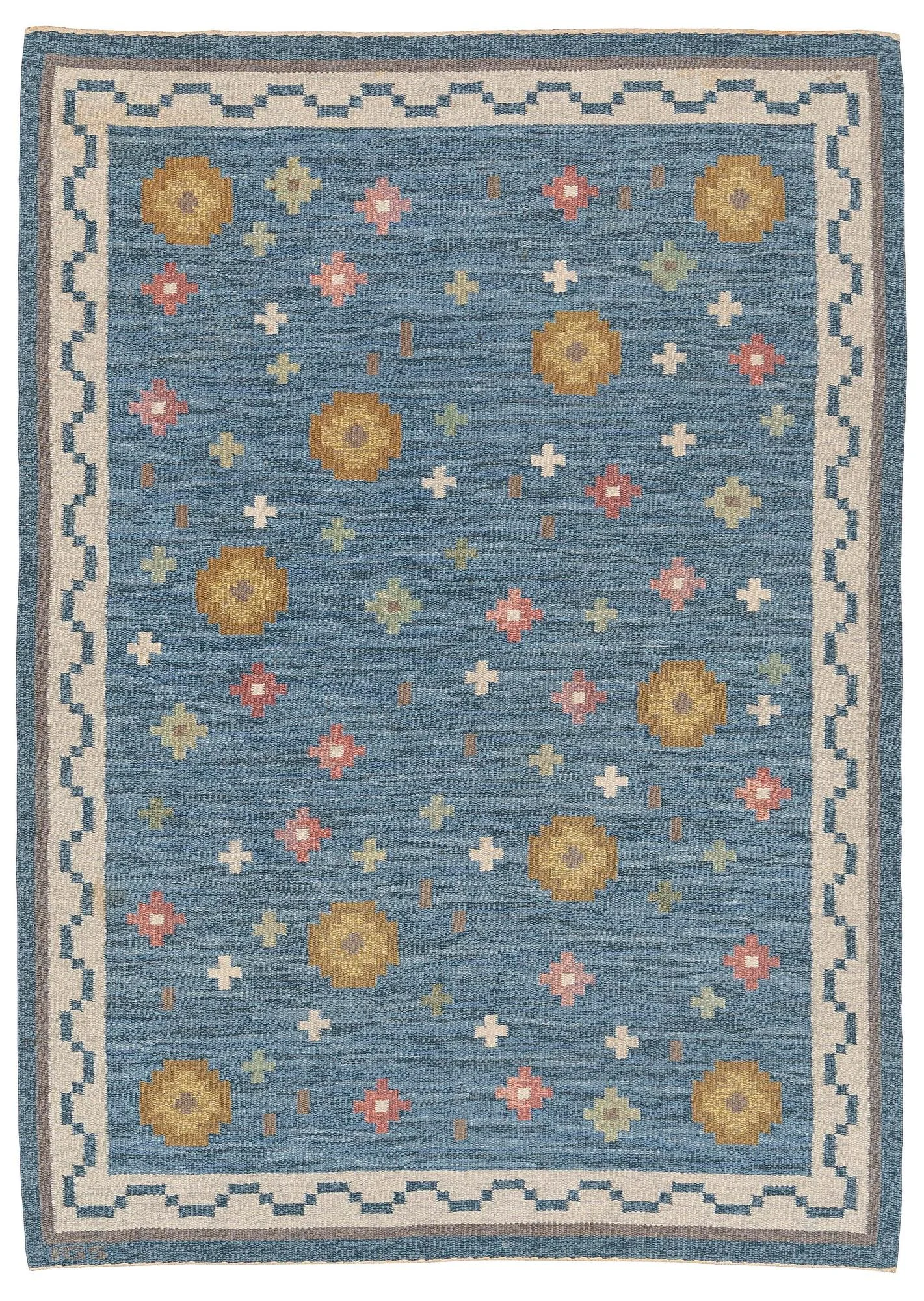 Anna-Greta Sjöqvist, matta, "Blomsteräng," rölakan, ca 240 x 170 cm, signerad AGS. — Bukowskis