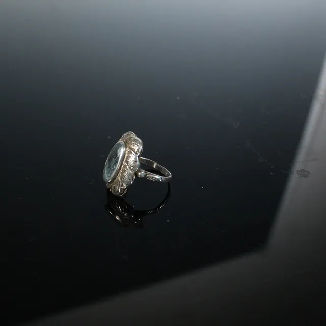 Art Deco Ring mit Aquamarin, 925er.