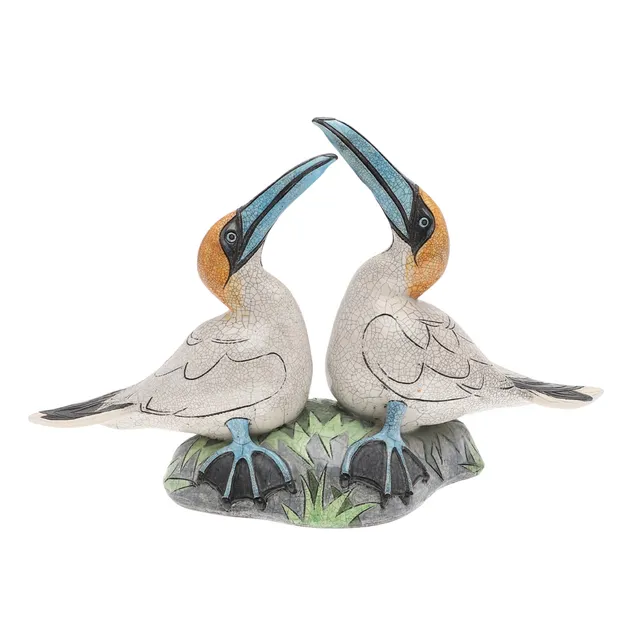 JENNIE HALE (B 1956). LARGE RAKU STUDIO POTTERY FIGURE GROUP OF GANNETS.