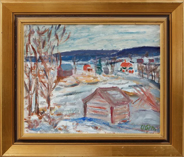 ULF WIKSTRÖM. Bebyggelse, olja på pannå, monogramsignerad.