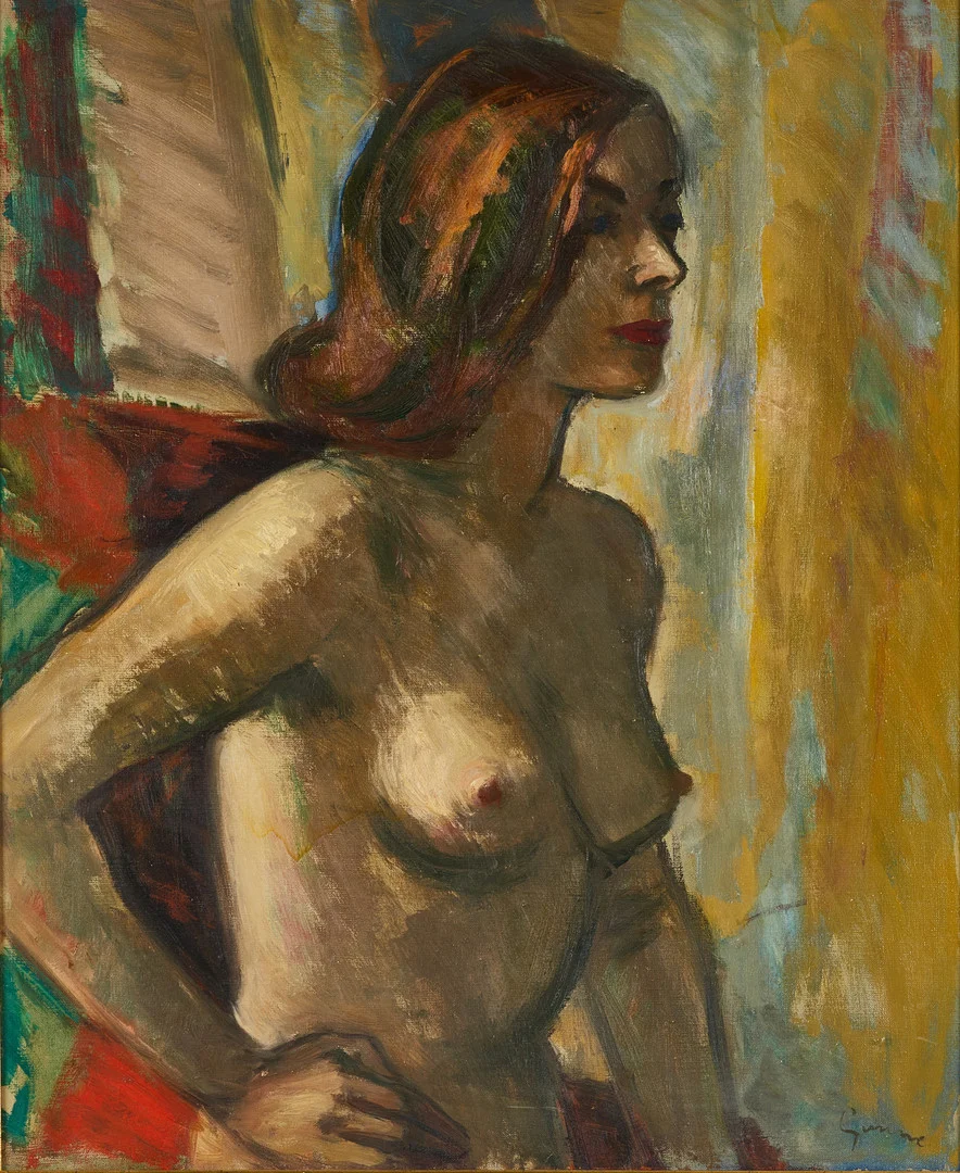 CARL GUNNE (1893–1979). Kvinnlig modell, signerad, olja på duk. — Paintings — Crafoord Auktioner Stockholm