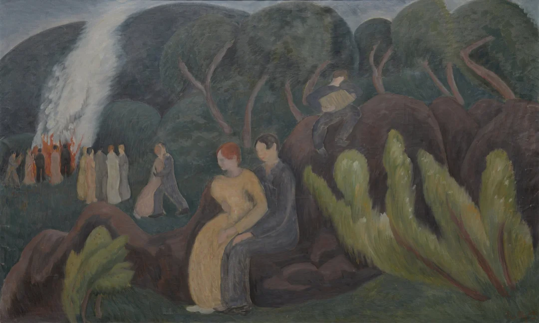 Thygesen, Rudolph — "Sommernatt (St. Hans)" 1936 — Kunst/Maleri — Blomqvist