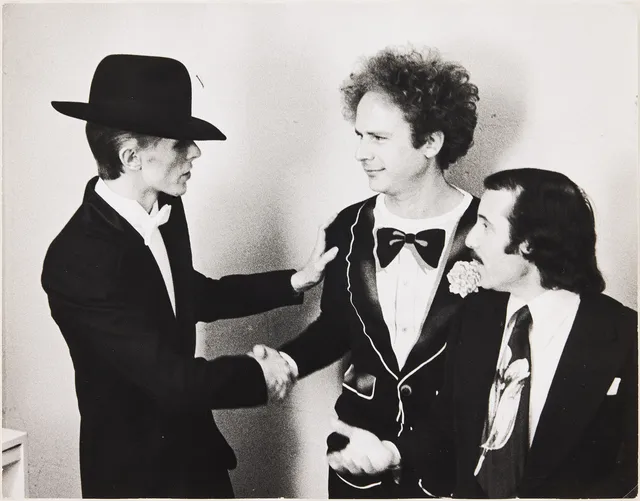 RON GALELLA. David Bowie, Art Garfunkel and Paul Simon, 17th Annual Grammy Awards 1975.
