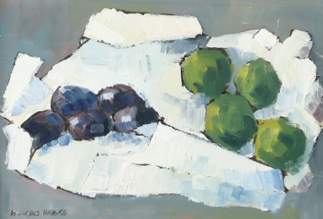BO ARNE IHERHALL. Stilleben, olja på pannå, otydligt signerad. — Drawings — Helsingborgs Auktionskammare