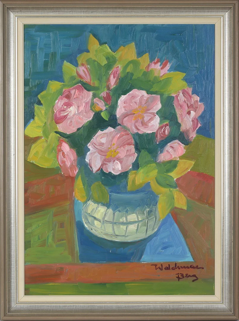 WALDEMAR BERG. Blomster, olja på duk, signerad. — Paintings — Stadsauktion Sundsvall