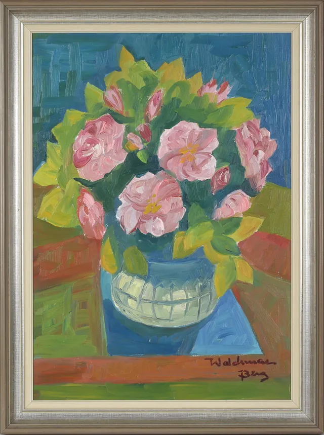 WALDEMAR BERG. Blomster, olja på duk, signerad.
