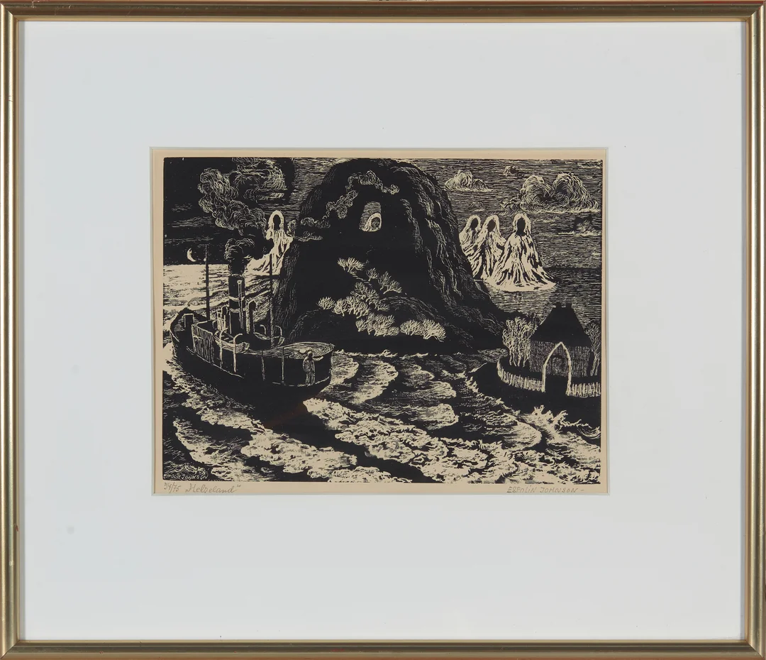 Johnson, Kaare Espolin — "Helgeland" 1953 — Kunst/Grafikk — Blomqvist