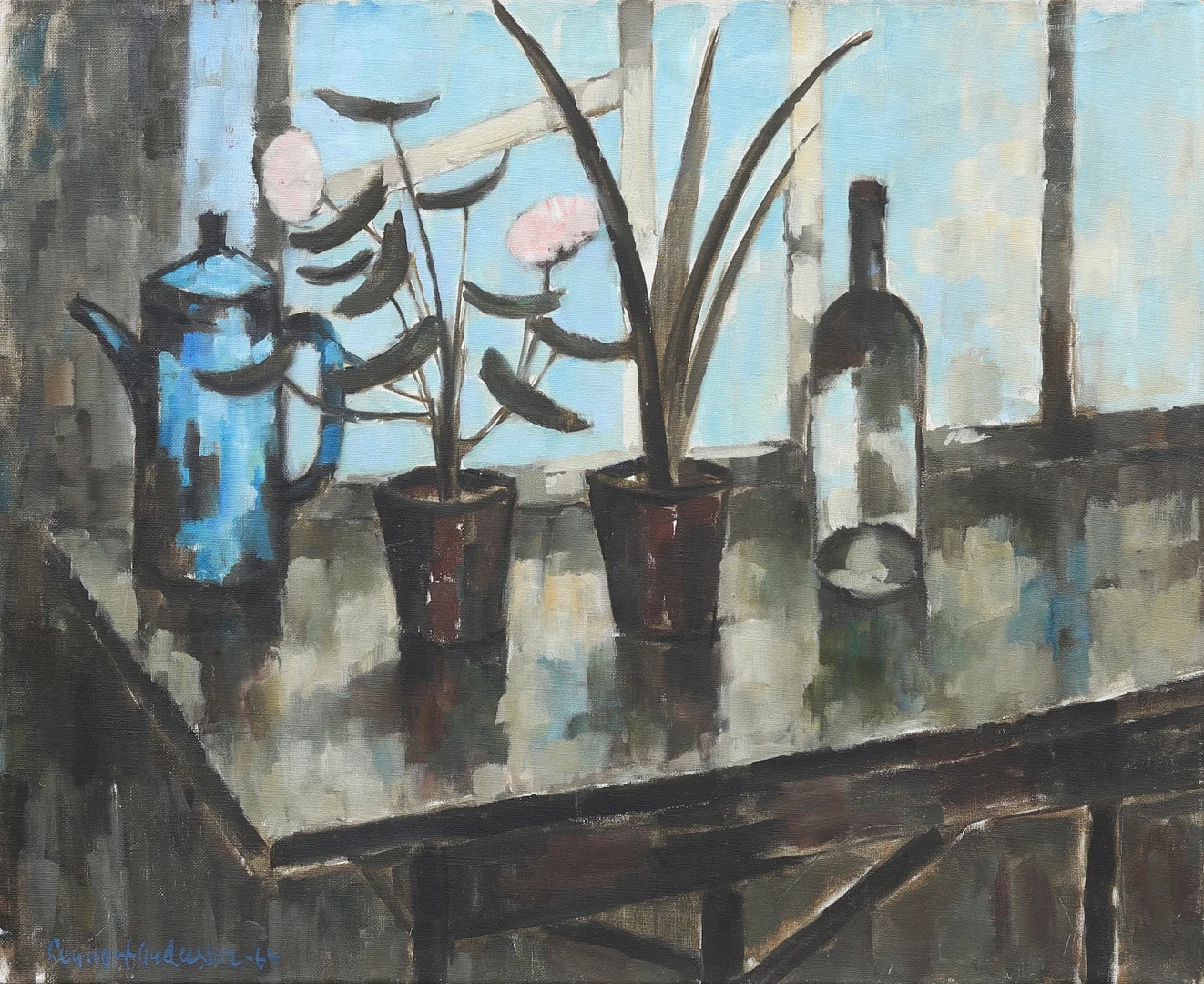 LENNART ANDERSSON (1915-2009). Stilleben i fönster, olja på duk, signerad och daterad -64. — Paintings — Garpenhus Auktioner