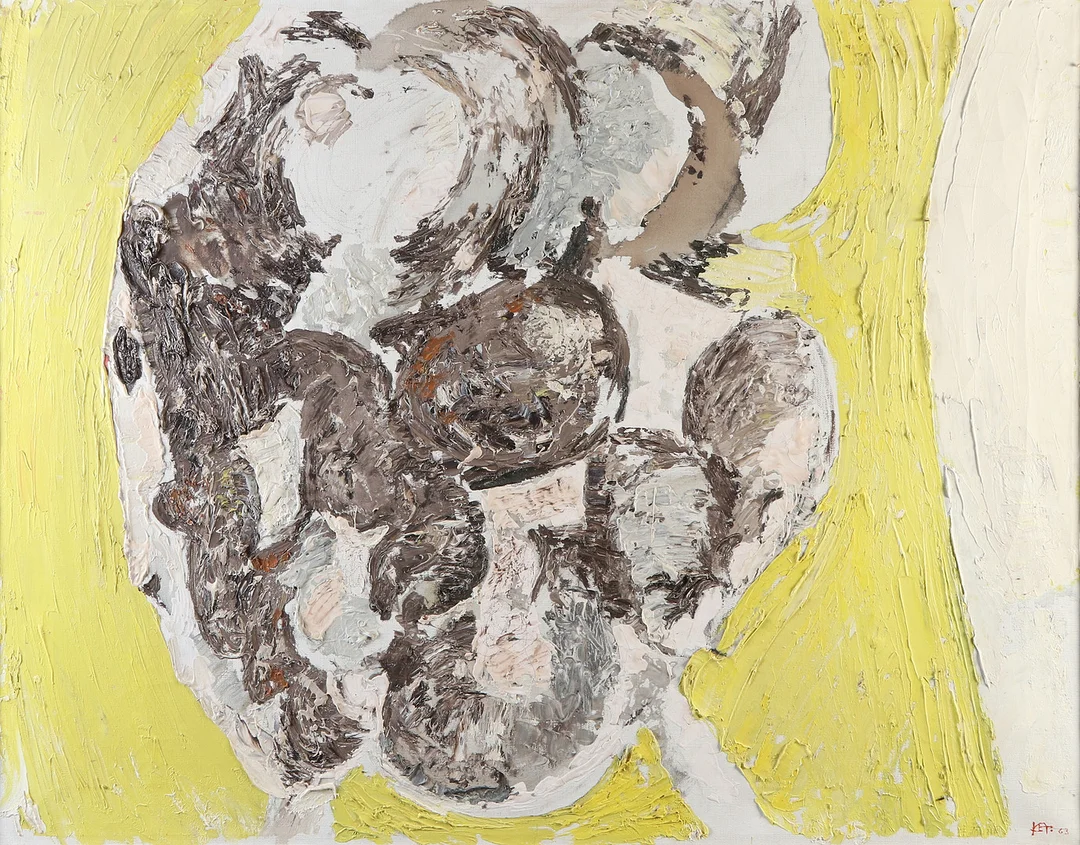 KARL EINAR ANDERSSON. Oljemålning på duk. "Som den visade sig i solljuset".Signerad och daterad 63. — Paintings — Skånes Auktionsverk