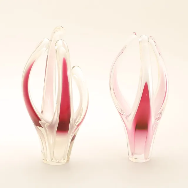 PAUL KEDELV. Vaser, 2 stycken, glas, "Coquille", Flygsfors.