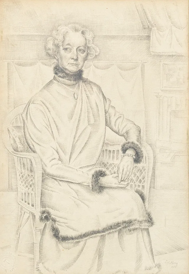 ÅKE NOTHBERG (1891-1973). Kvinna i stol, teckning, signerad och daterad, Å. Nothberg, 1924.