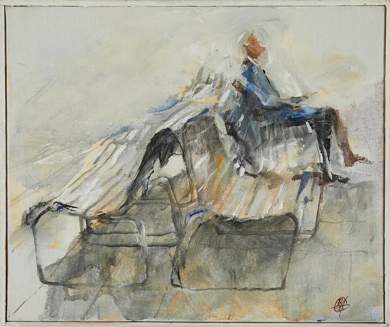BERNDT WENNSTRÖM (FÖDD 1945). "Funderingar", olja på duk, monogramsignera. — Paintings — Stockholms Auktionsverk Sickla