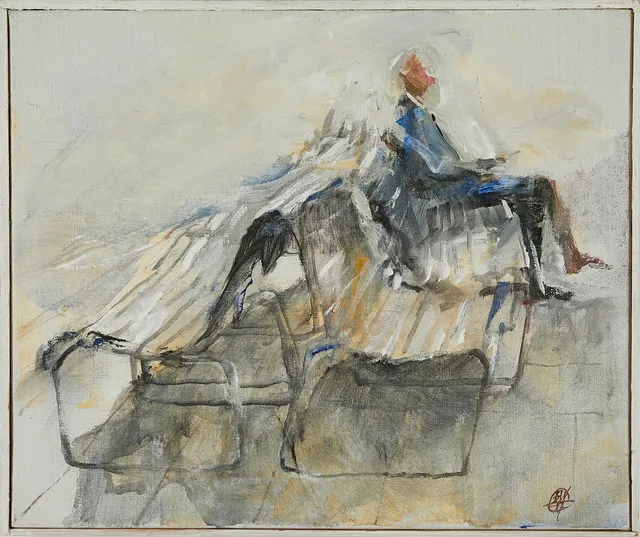 BERNDT WENNSTRÖM (FÖDD 1945). "Funderingar", olja på duk, monogramsignera.