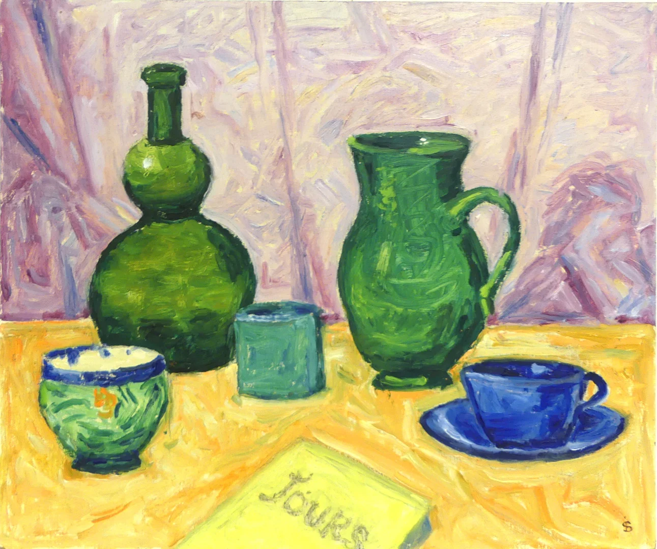 INGRID SIMONSSON. Stilleben med vaser, olja på pannå, sign med init. — Paintings — Lysekils Auktionsbyrå