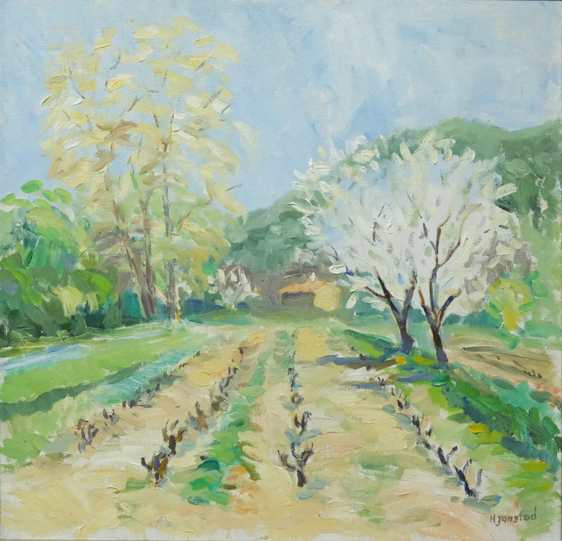 HANS JANSTAD. OLJA PÅ DUK. GÅRDSMOTIV. — Paintings — Björnssons Auktionskammare