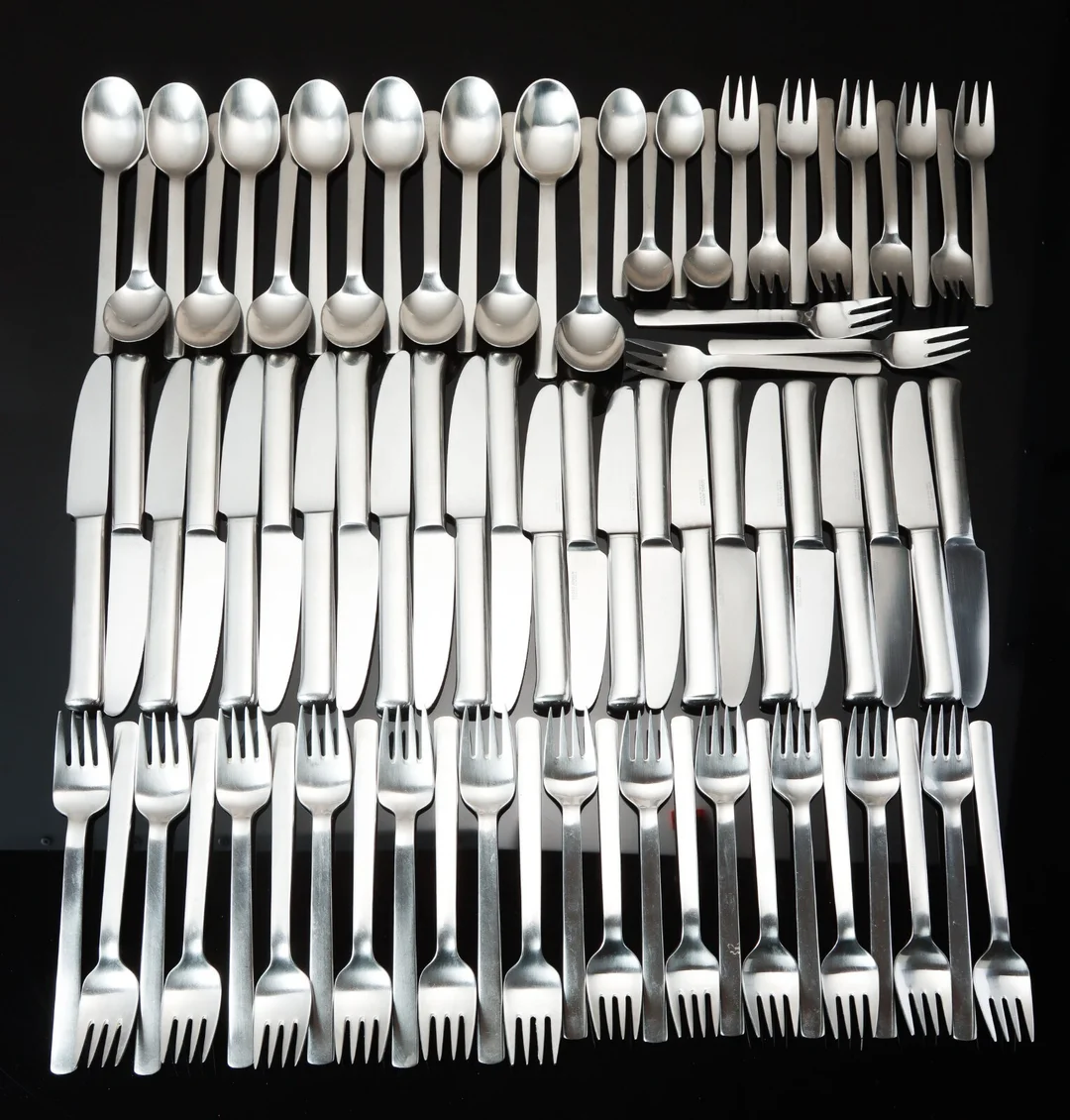 Bo Bonfils for Georg Jensen. Steel cutlery (78) — Silver, bronze, copper and pewter/Silver flatware — Lauritz