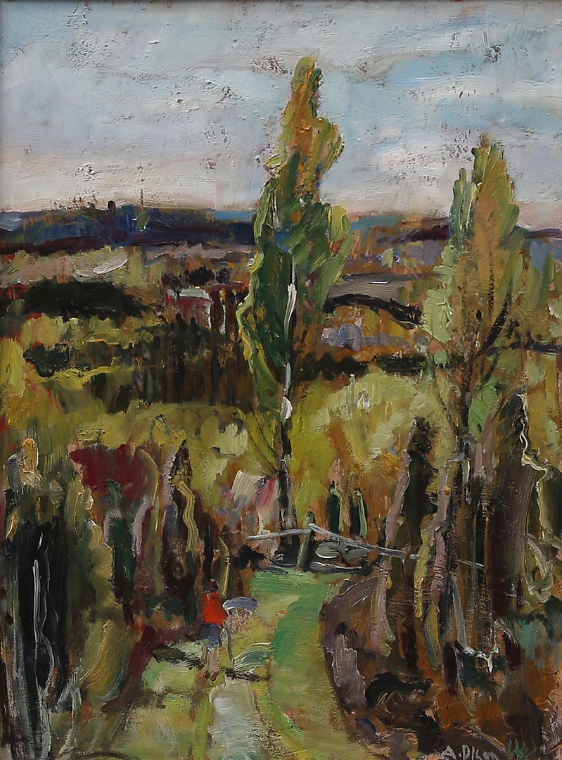 ANDERS OLSON. Skogslandskap, olja på pannå, signerad A Olson. — Paintings — Garpenhus Auktioner