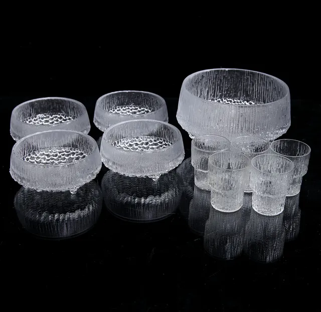 TAPIO WIRKKALA. Skålar samt glas, 10 delar, "Ultima Thule" samt "Padaar" Iittala, Finland.